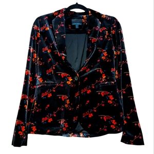 Cynthia Rowley Velvet Floral Button front Blazer sz S